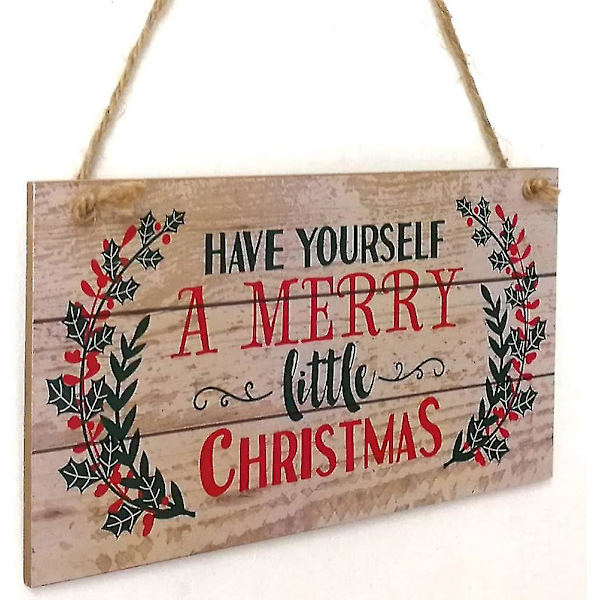 Ha en Glad Jul Trävägg Dörrskylt Skyltar Juldekoration Hängande 20 X 10 X 0.5cm