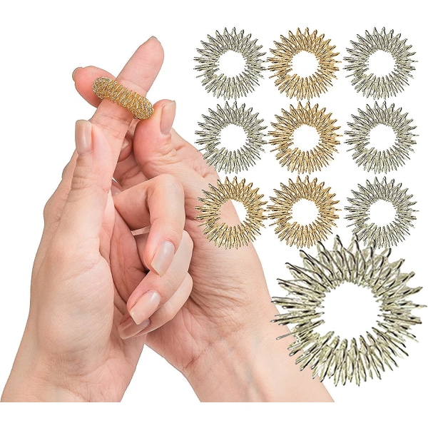 Spiky Sensory Finger Rings (pakke med 10) - Flott Spikey Fidget Toy for barn og voksne - Morsomt sett for akupressur - Flott klasseromsutstyr av Impresa
