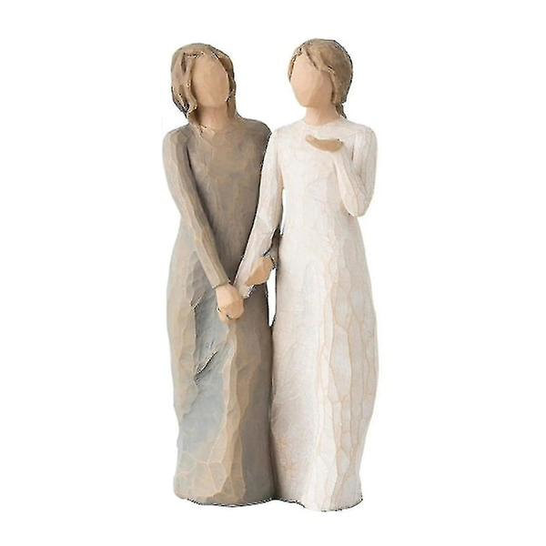 Resinfigur Två Systrar Skulptur Handmålade Figurer