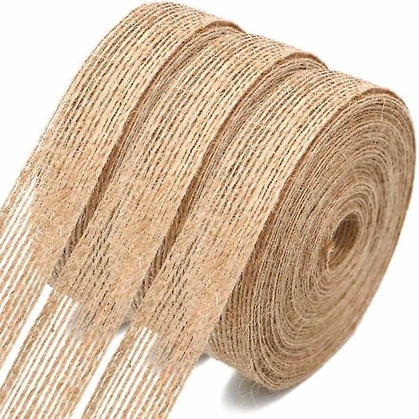 3 rullar Jute Craft Ribbon Burlap Ribbon Presentband 30M Rustik Hessian Ribbon (2cm)
