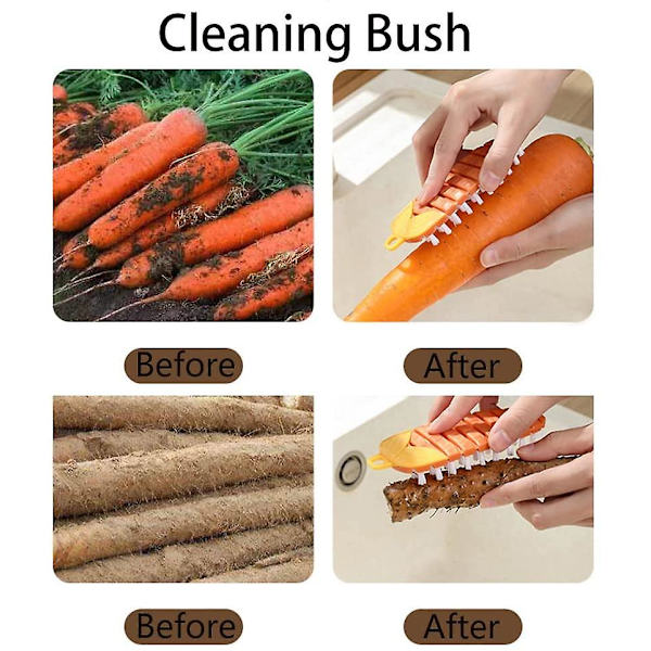 4-pack borste för skrubbning av frukt och grönsaker, för morötter, potatis, grönsaker, majs, matskrubbningsborste, köksrengöringsverktyg