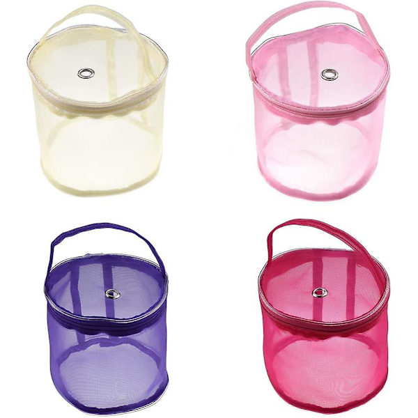 Bærbar Organizer Strikkeværktøj Garn Etui Mesh Taske Hæklegarn Opbevaring Tote Kurve Pink S 14X13cm