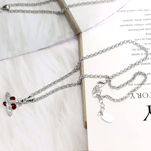 Saturnus Planet Halsband Kärlek Hjärta Saturnus Planet Hänge Choker Halsband Örhänge