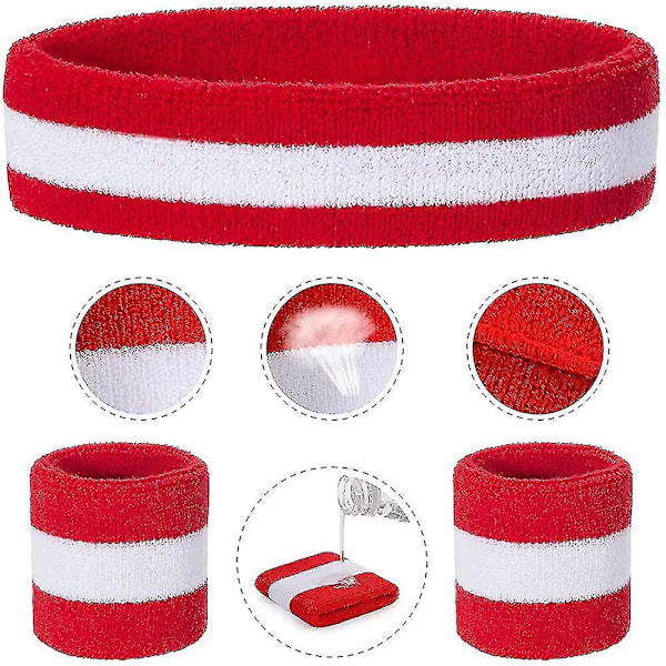 Kids Sweatbands Pannband Armband Set - Atletisk Bomullssvettband För Sport