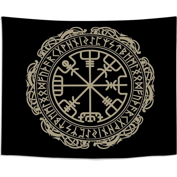 Viking Magic Rune Compass Sovrum Stor Gobeläng 60x51 tum