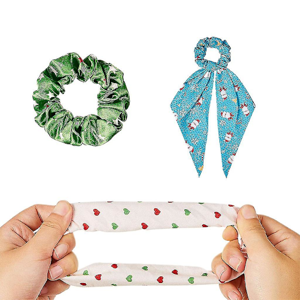Naisten joulu-scrunchies-hiuspanta pitkällä nauhalla hiussite - hiuslisävarusteet