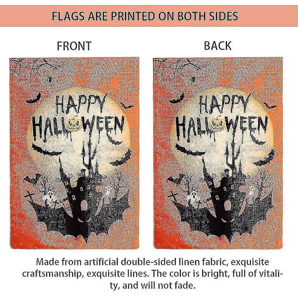 Halloween Trädgårdsflagga Dubbel Halloween Flagga, Spöke Pumpa Bat Slott Grov Rum Trädgård Trädgård Banner, För Halloween Trädgård Trädgård Utomhus Dekoration