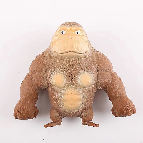 Kreativ Ny Brun Apleksleksak Tpr Stretch Gorilla Leksak Klämleksak för Barn Vuxna Stresslindring (15*12cm, Brun)