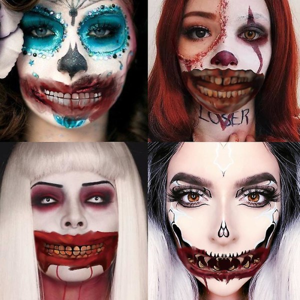 Halloween tillfälliga tatueringar mun tatuering klistermärke för fest rekvisita Skräck kostym Makeup rekvisita stil 2