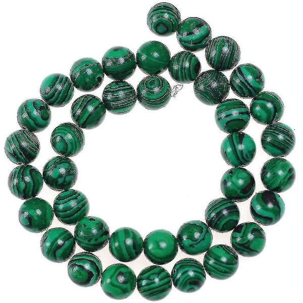 10 mm gröna malakitpärlor lösa smycken sten runda pärlor Energiläkande pärlor för gör-det-själv smycken att göra ca 15,5 tum.