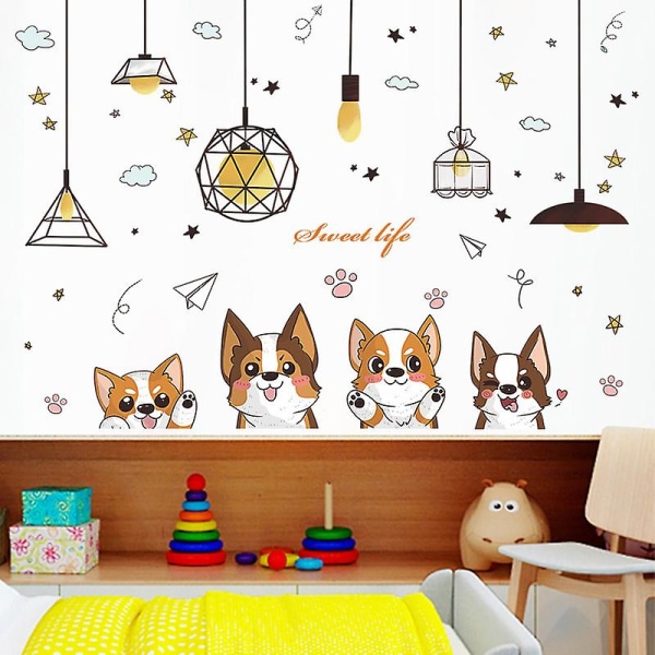 Et sett med Star Clouds Dogs lysekrone veggklistremerker, avtakbare veggklistremerker for stue og soverom, kontor, kjøkken