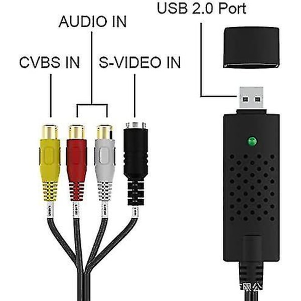 Video Grabber USB Grabber-kort, Konverter Audio Video Digitizer Adapterusb2.0 Video Capture Card Ezcap Live Opptak Bilde Lyd Mobiltelefon Fangst H