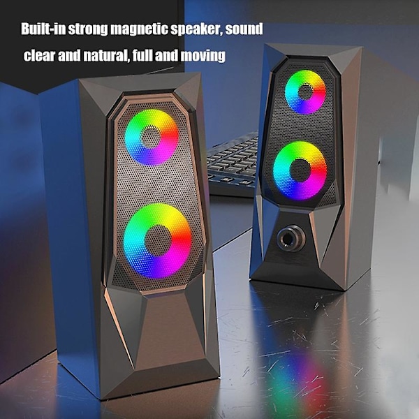 Datorhögtalare K7 Högtalare 7 Färgers LED-effekt Högkvalitativt HD-ljud Ljusstark RGB Skrivbord