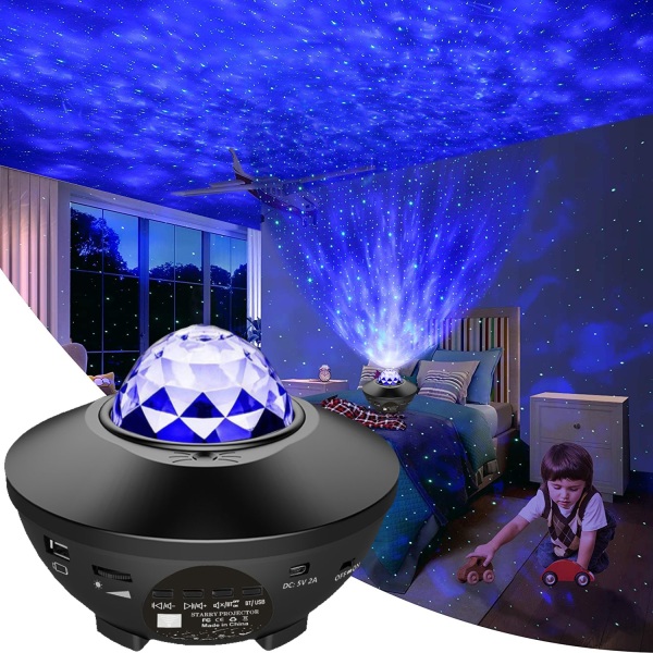 Stjärnprojektor Galaxy Nattljus Svart