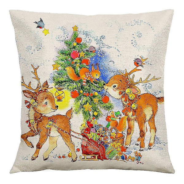 4 st jul-kuddfodral - 45*45cm juldekorationer kuddfodral - festliga kuddfodral