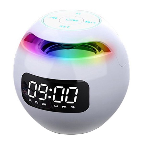 Mini Väckarklocka Bluetooth Högtalare Trådlös Ljudbox med Induktionshuvud LED-Display Hifi TF-Kort