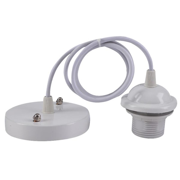 Hengende lampe E27, justerbar tekstilkabel 100cm, hengende lampe kompatibel med lampeskjerm, ideell sokkel for kjøkkenhengende lampe, hvit