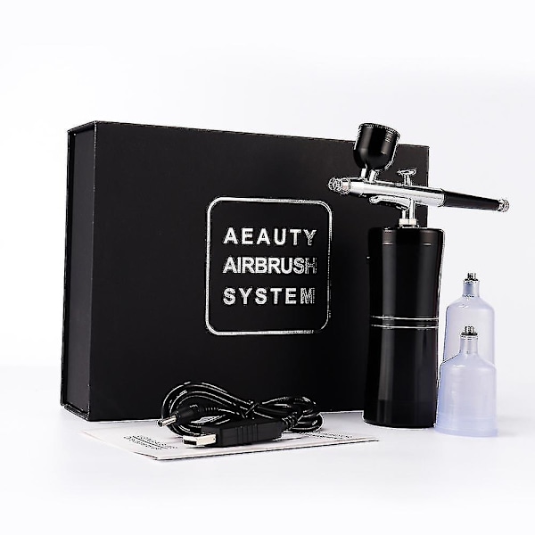 Mini Luftkompressor Set 0,3 mm Airbrush Spraypistol för Naglar Tatuering Hantverk Tårta Nano Dimma Spray