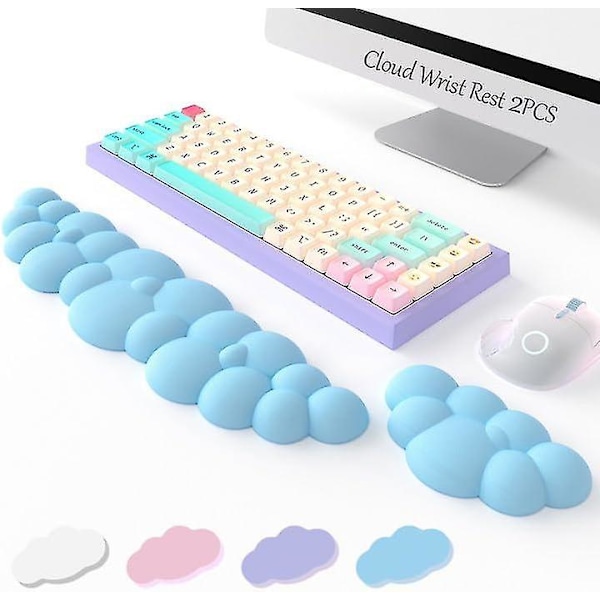 Keyboard Cloud Håndledsstøtte, Høj Densitets Hukommelsesskum til Ergonomisk Støtte (Blå).