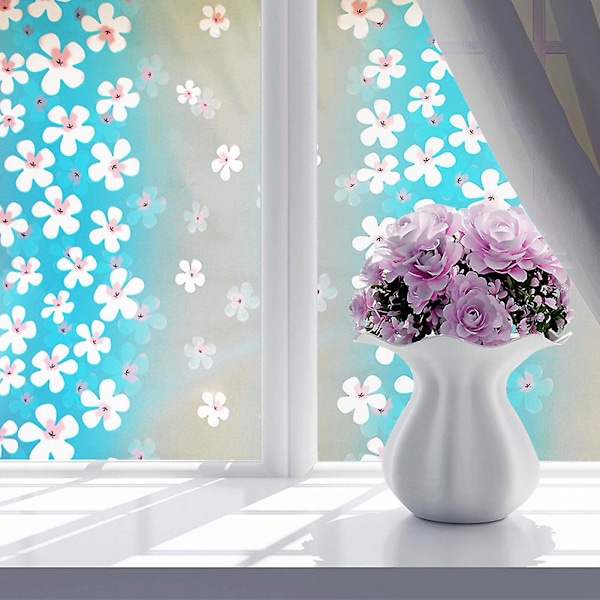 Frostad Blomsterblad Dekal Balkong Badrum Dörr Fönster Dekorativ Glasfilm (9#)