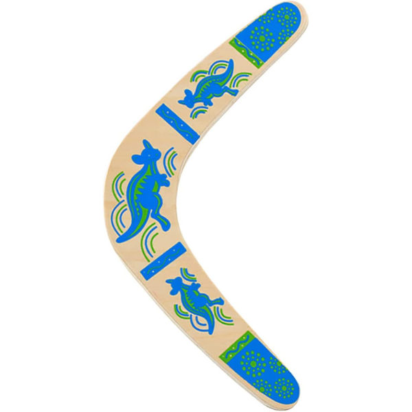 Inborntrait Handgjord Boomerang, träboomerang i Australienstil, V-formad återvändande bumerang för åldrar över 10 år gamla barn och vuxna- blå