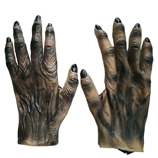 Unisex Gothic Punk Halloween Lohikäärme Kynsi Hanskat Metalli Niitattu Pitkä Sormi Kynsi Tekokahvi Nahka Mittens Cosplay Puku (w)