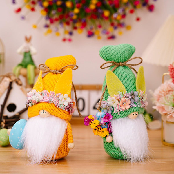 Påsklös Gnomen Kanin Dock Bunny Ägg Morot Gnomen Dock Ornament Vår Påskfest Hem Dekoration (Ros Röd)