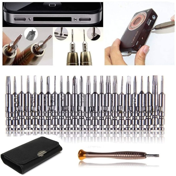 Mini Precision Screwdriver 25 In 1 Precision Screwdriver Kit Reparationsværktøj, Skruetrækker Værktøjssæt Lædertaske til Iphone, Laptop, Laptop, Ur, Legetøj,