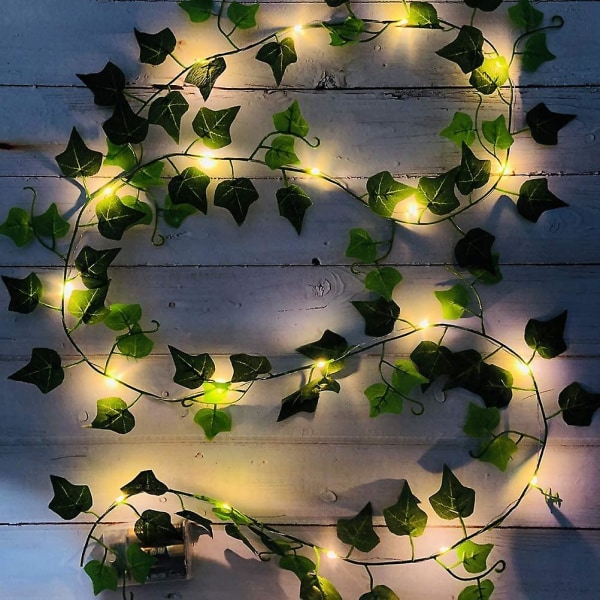 Fairy Lights With Leaves, 20/100 LEDs Ivy Flower Garland Fairy Lights Fleksibel kobber til indendørs soveværelse bryllupsfest dekoration