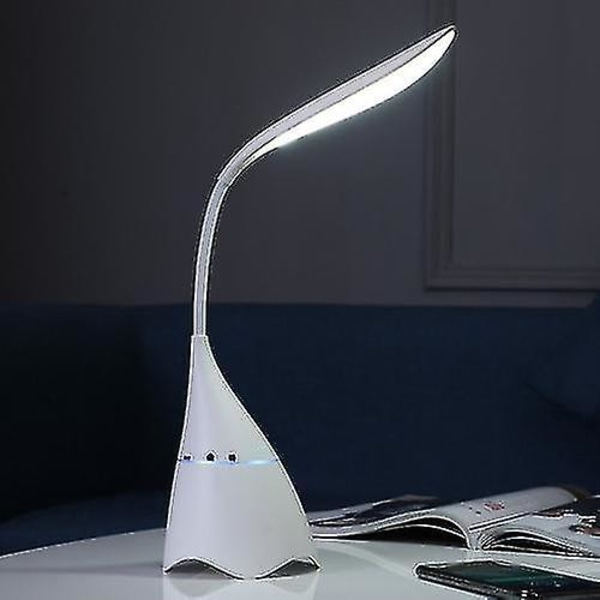 Kreativ USB-laddningsbar skrivbordslampa nattlampa Bluetooth-högtalare (vit)