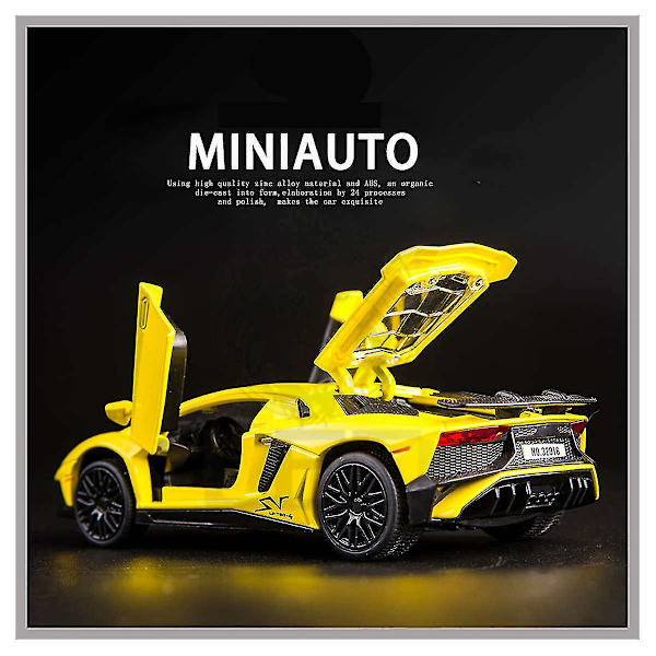 1:32 Lamborghini Lp750-4 Ljud- & Ljuseffekter, Dörrar Kan Öppnas Diecast Modell Leksaksbil (Gul)