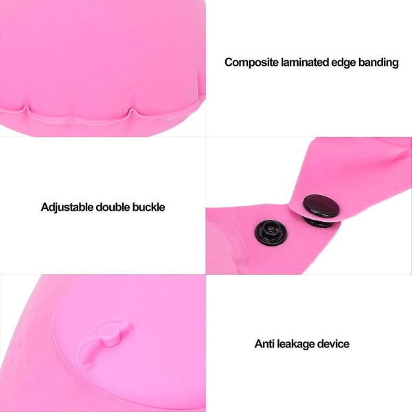 Ultralätt kompakt uppblåsbar campingkudde, U-formad (rosa)