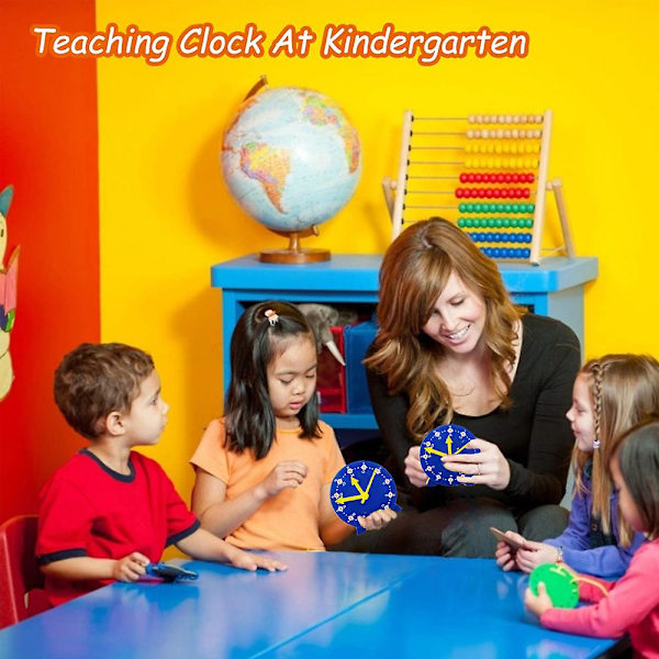 Cm Kids Wealth Learning Clock, Student Learning Clock Teaching Time 12/24 Hours Gear Clock 4+ Years (Blå)