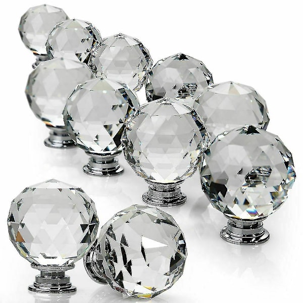 20 st Kristallglas Dörrknoppar Diamant Lådknoppar Skåp Drag Handtag (10 st)