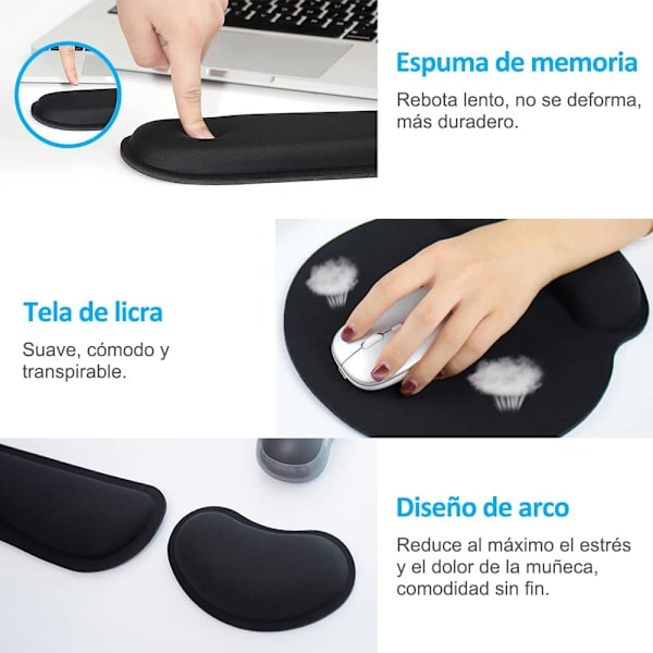 3-pack musmatta och tangentbordsunderlägg med handledsstöd, ergonomisk