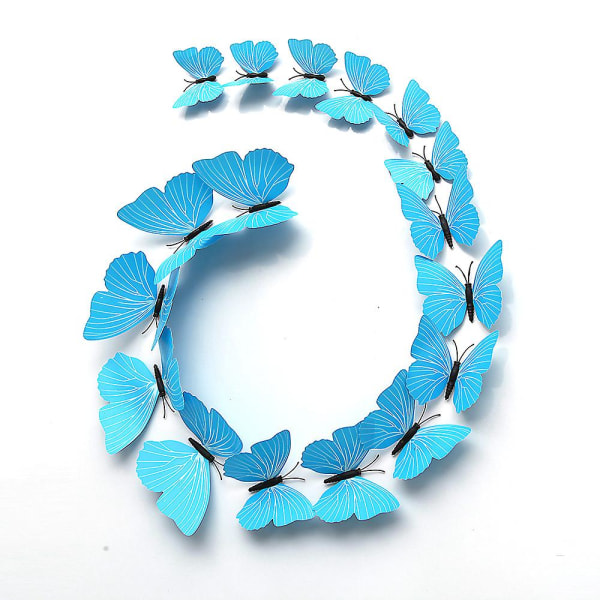 2 förpackningar, 3D Butterfly Wall Art Sticker, Blå