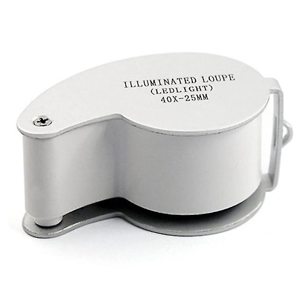 Juveler Lupe Glas Loupe 40X 25mm Øje Lup 2 LED Lys
