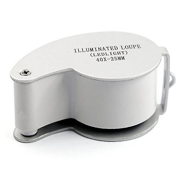 Juvelerars Linsspegel Lupp 40X 25mm Ögonförstorare 2 LED-lampor