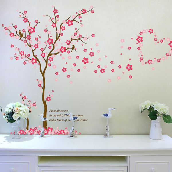 1 set 3d stora väggklistermärken träd fågel blomma ord dekal väggmålning dekoration bakgrund