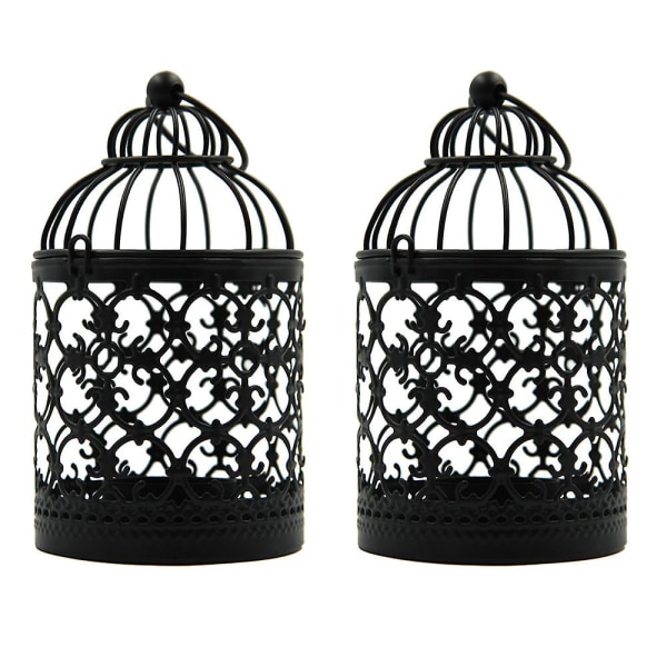 2 st genombrutna mönster fågelbur, vintage ljuslykta dekorativa ljushållare för upphängning eller bordsskiva heminredning Bröllopsfesttillbehör