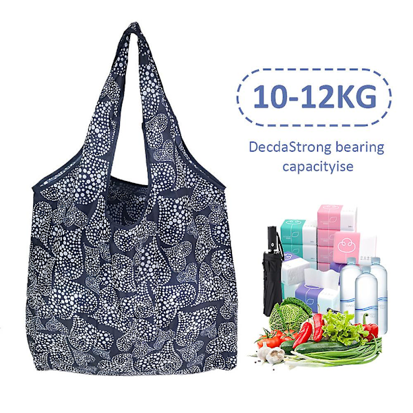 2 stk./pakke Foldbar indkøbspose Genanvendelige Eco poser Til grøntsager Dagligvarepakke Kvinders Shopper taske Store håndtasker Tote tasker Lommepose