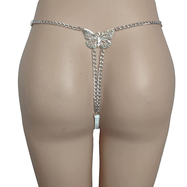 Naisten kesä seksikäs perhosvyötäröketju korut perhosriipus thong-alushousut joustava G-string rave-alushousut vatsaketju bikinit perhosvyötärö