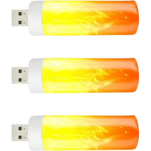 3 st LED-lampor med flammeffekt - LED-lampa med flammeffekt - USB-laddningsbar, energibesparande