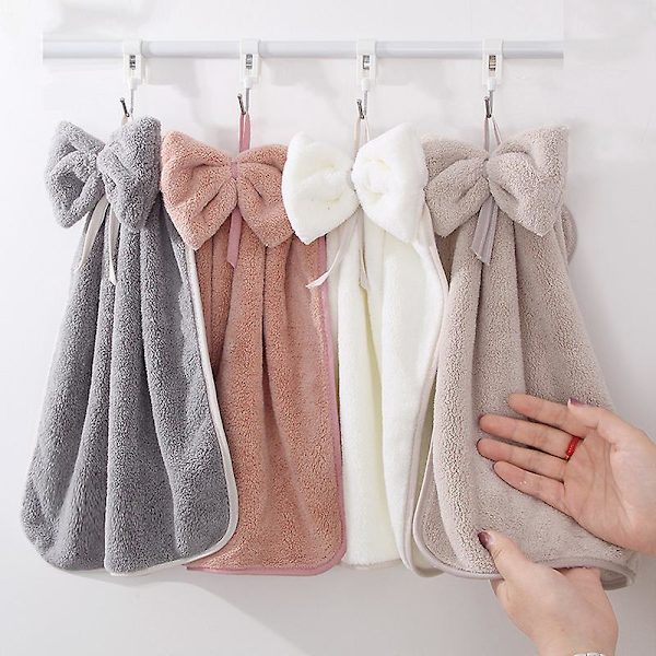 Sæt med 4 hængende håndklæder med butterfly, koralfløjl mikrofiber hængende løkker, søde super bløde absorberende håndklæder til køkken, badeværelse