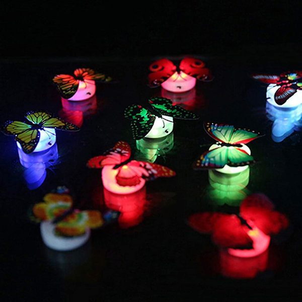 6 stk Søte Sommerfugl Nattelysbilder Fargeskiftende LED Nattelysbilder Hjem Soverom Skrivebord Veggdekor Fargerike Skiftende Nattelysbilder 3D Sommerfugl Klistremerke Vegglys