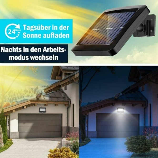 2-pack 56 led solcellslampor utomhus med rörelsesensor, IP65 vattentät, 120° belysningsvinkel, solcellsdriven vägglampa för trädgård med 16,5 m kabel