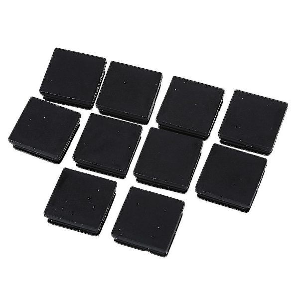 40mm x 40mm Plast Kvadratrör Insatser Ändavslutningslock Svart 10 st