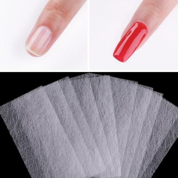 100 stykker Fibernegle til negleforlængelser, negleforlængelse Silk Fiberglass Gel Kit Falske Nails Manicure Salon Tool Til UV Gel Nails Art