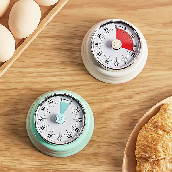 Rostfritt stål Vintage Kök Timer med Magnetisk Baksida, 60-Minuters Nedräkning och Hög Ring - Idealisk Mekanisk Timer(Grön)