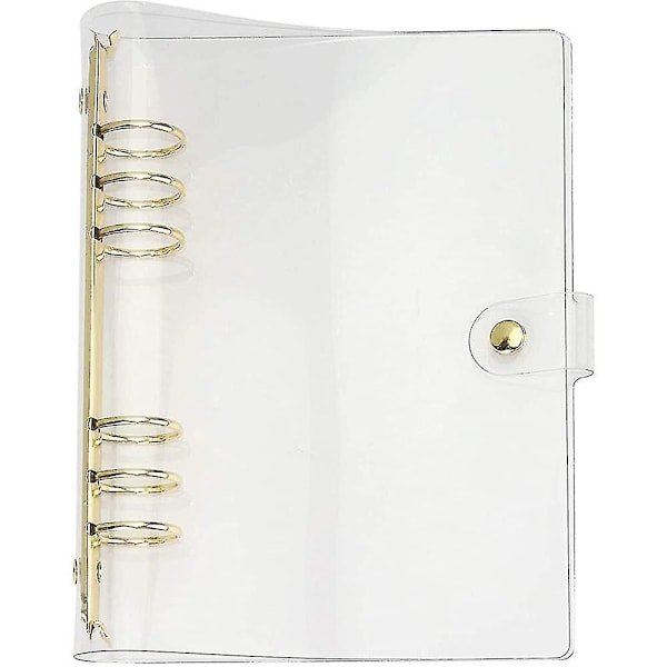 A5 Klar Notesbog Cover Blød Pvc Binder Cover Med 6 Ekstra Store Runde Ringe